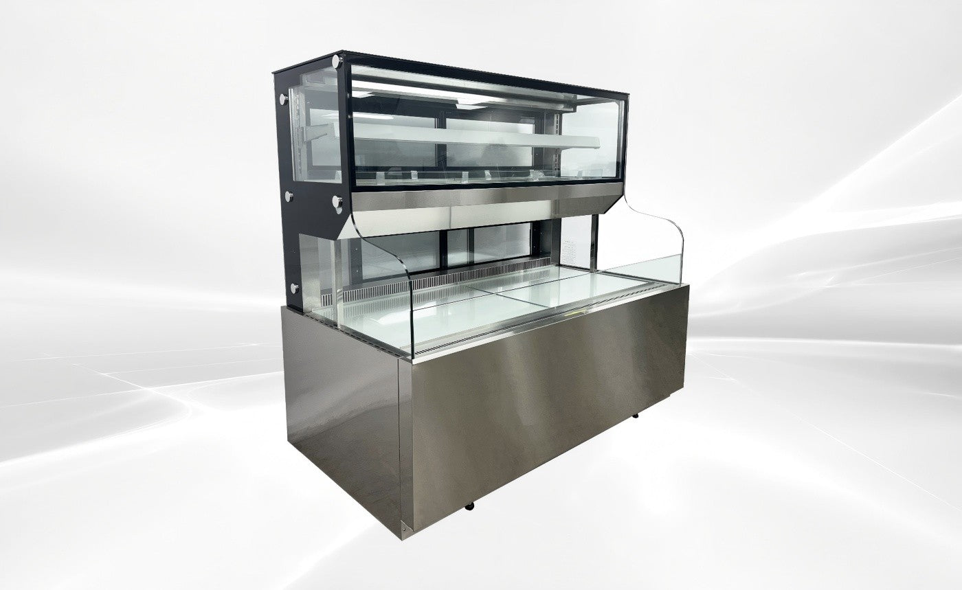 Commercial Open Air Sandwich Refrigerated Merchandiser NSF 59 in. 18.9 cu. ft. EC536C Black - resaled - Elite Kitchen Supply - 764749171567