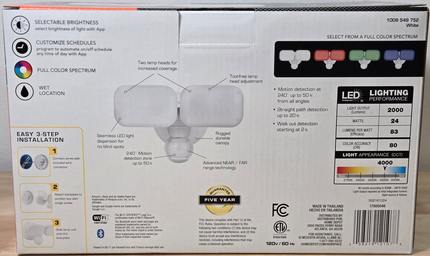 Defiant Maxdetect Wired Outdoor LED Flood Light 240° Motion Sensor 2000 - Lumens Hubspace 2 - Head - resaled - Defiant - 058219121078