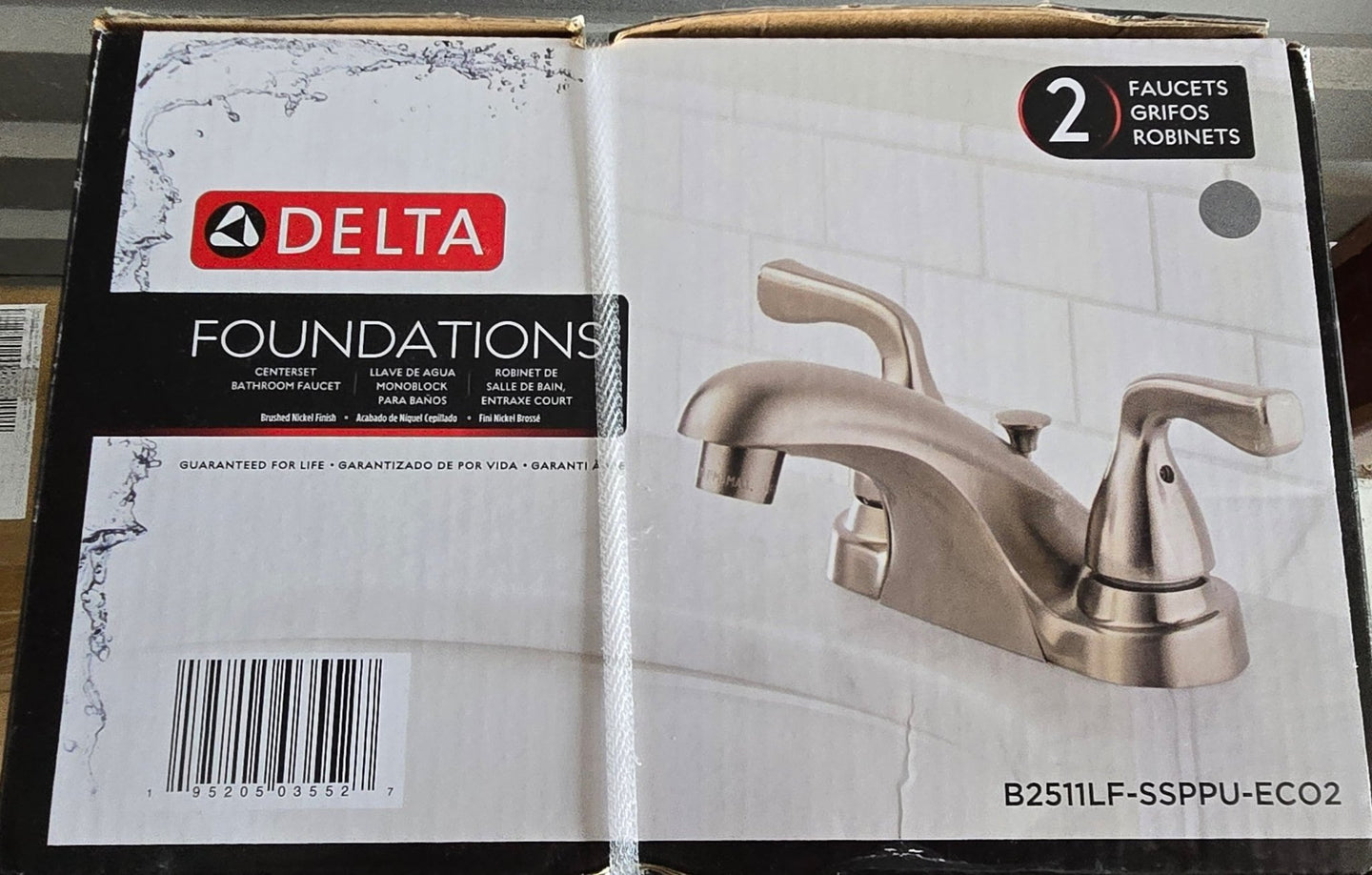 Delta 2 pack Foundations 4 in. Centerset 2 - Handle Bathroom Faucet Brushed Nickel B2511LF - SSPPU - ECO2 - resaled - American Standard - 195205035527
