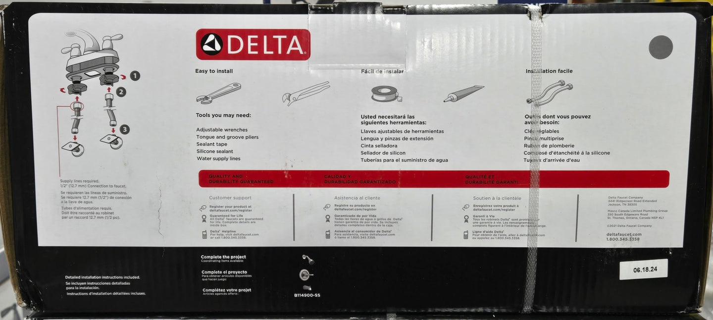 Delta 2 pack Foundations 4 in. Centerset 2 - Handle Bathroom Faucet Brushed Nickel B2511LF - SSPPU - ECO2 - resaled - American Standard - 195205035527