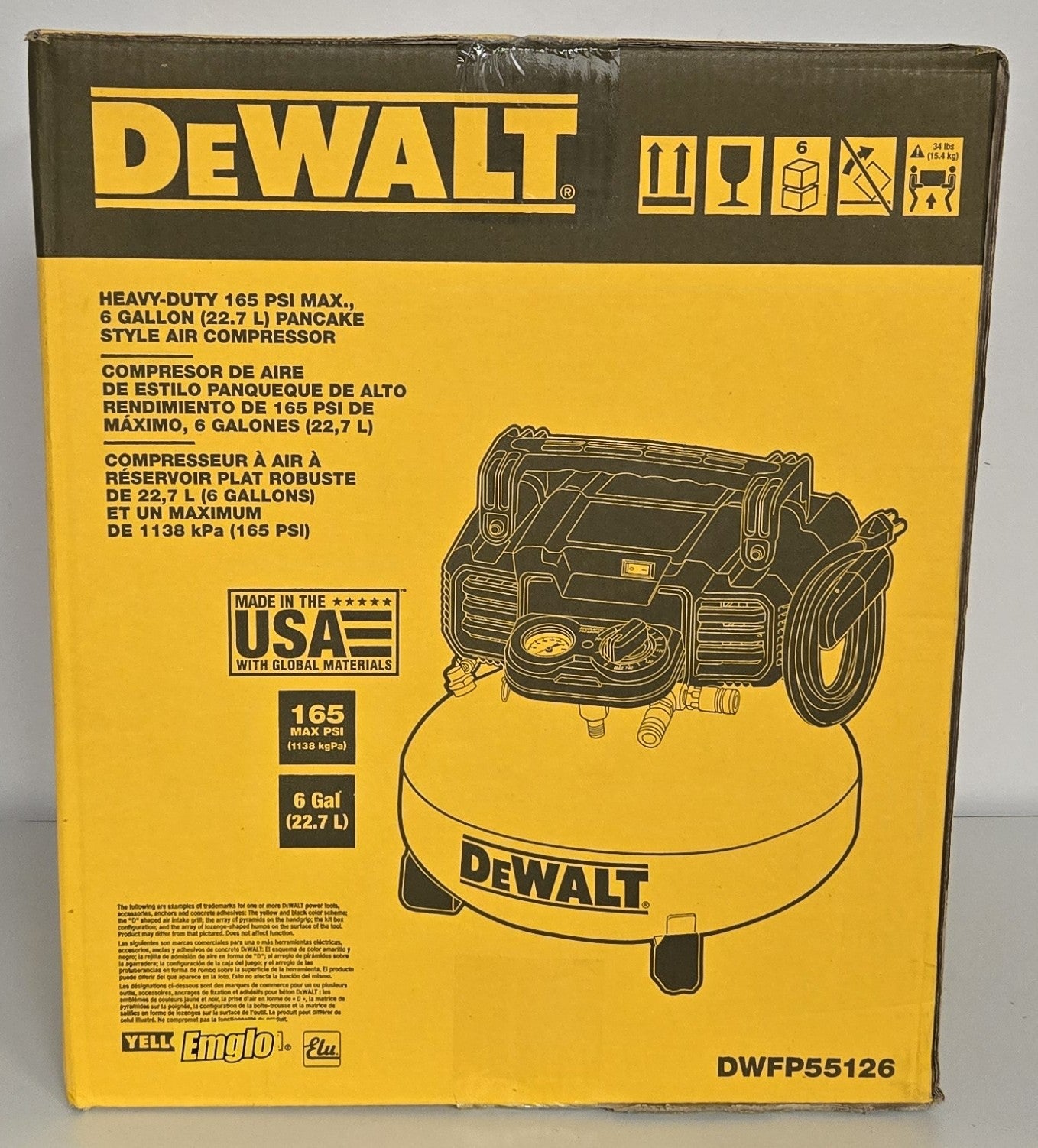 Dewalt 6 Gal. 165 PSI Electric Pancake Air Compressor DWFP55126 - resaled - Dewalt - 885911351409