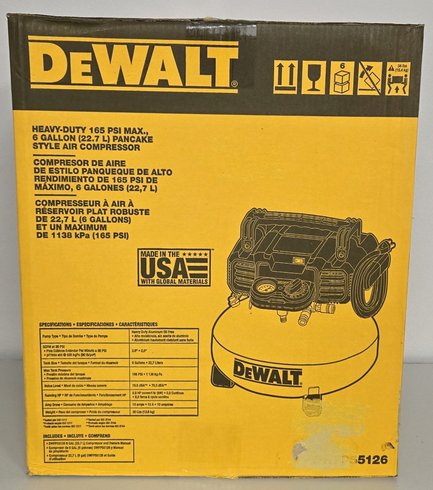 Dewalt 6 Gal. 165 PSI Electric Pancake Air Compressor DWFP55126 - resaled - Dewalt - 885911351409