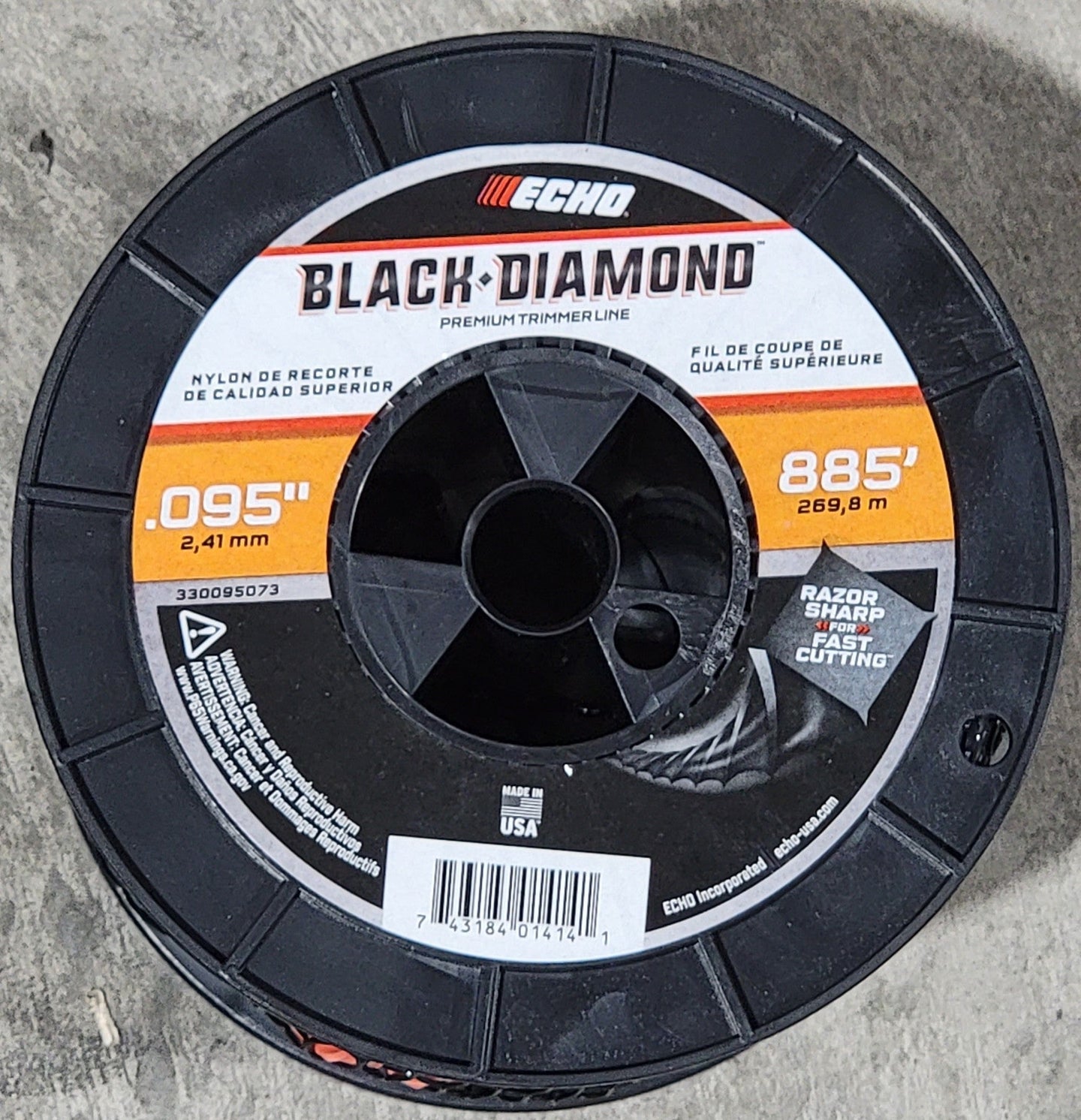 Echo Black Diamond Medium Trimmer Line .095 in. x 885 ft. Roll Spool 330095073 - resaled - Echo - 743184014141