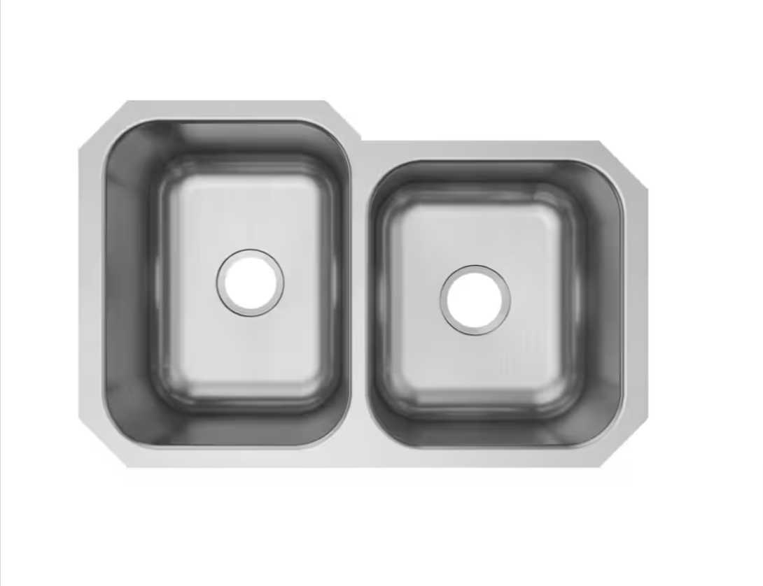 Elkay Avenue 32 in. Undermount 18 - Gauge Stainless Steel Kitchen Sink Double Bowl HDU312010R - resaled - Elkay - 094902043258