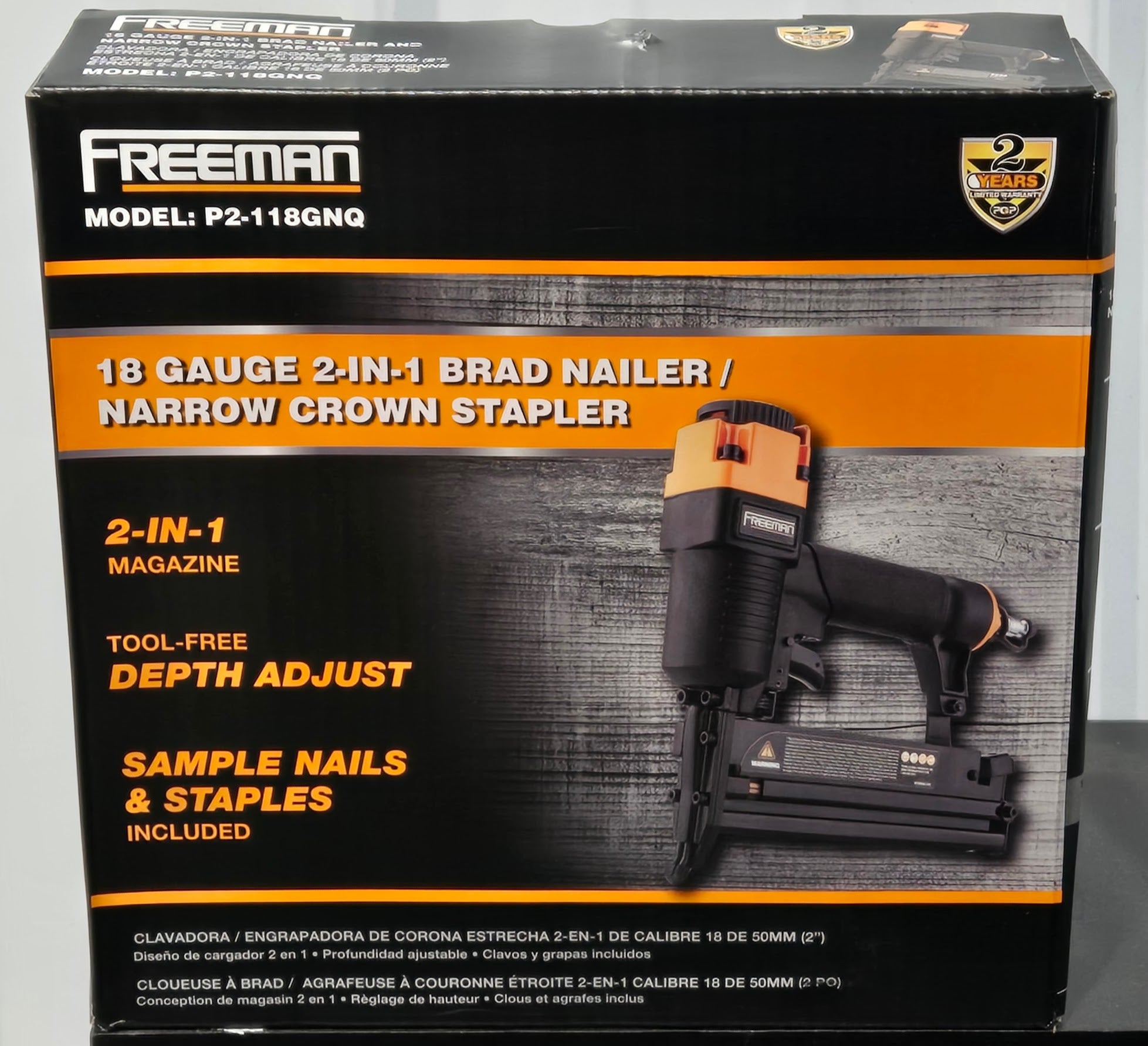 Freeman Pneumatic 18 Gauge Brad Nailer Crown Stapler P2118GNQ