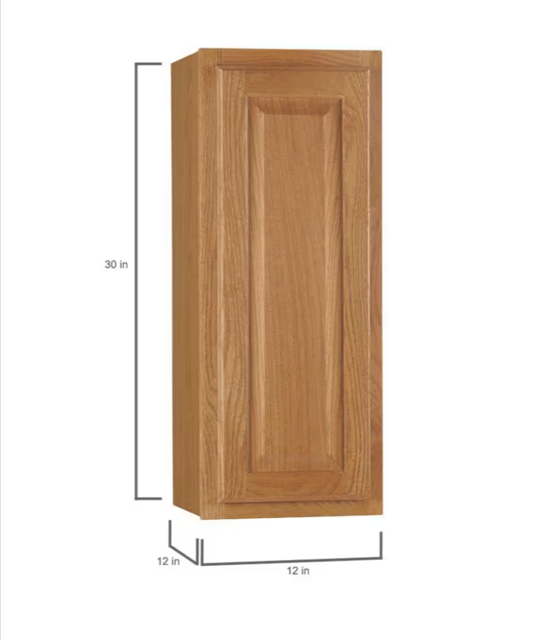 Hampton Bay 12 in. W x 12 in. D x 30 in. H Assembled Wall Kitchen Cabinet Medium Oak KW1230 - MO - resaled - Hampton Bay - 094803042367