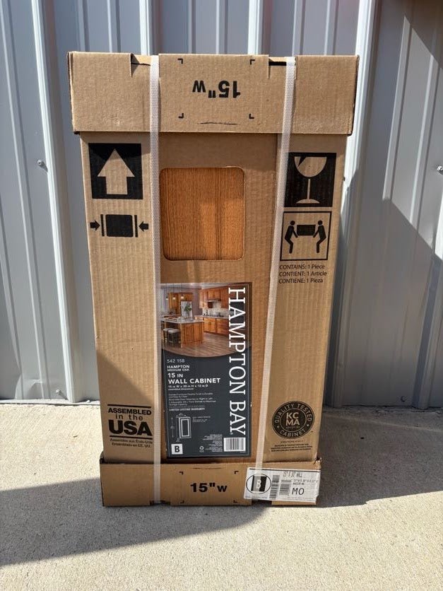 HAMPTON BAY 15 in. W x 12 in. D x 30 in. H Assembled Wall Kitchen Cabinet Medium Oak KW1530 - MO - resaled - Hampton Bay - 094803042374