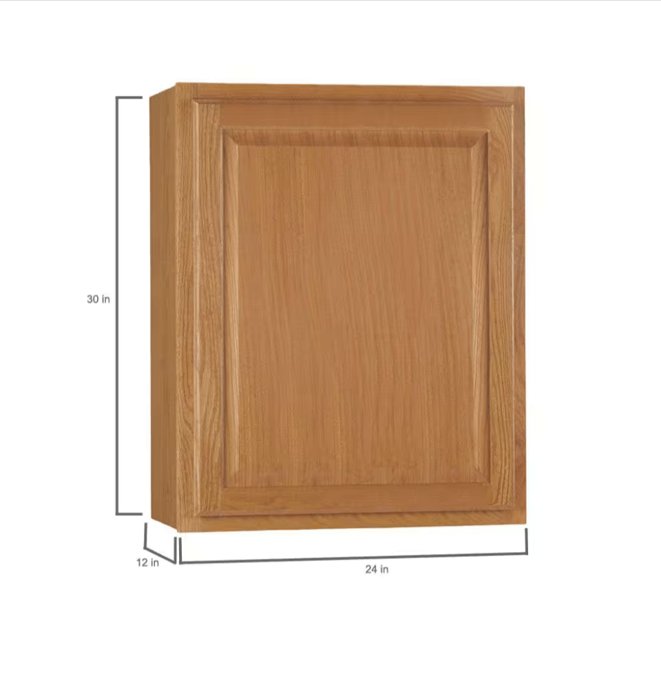 Hampton Bay 24 in. W x 12 in. D x 30 in. H Assembled Wall Kitchen Cabinet Medium Oak KW2430 - MO - resaled - Hampton Bay - 094803042398