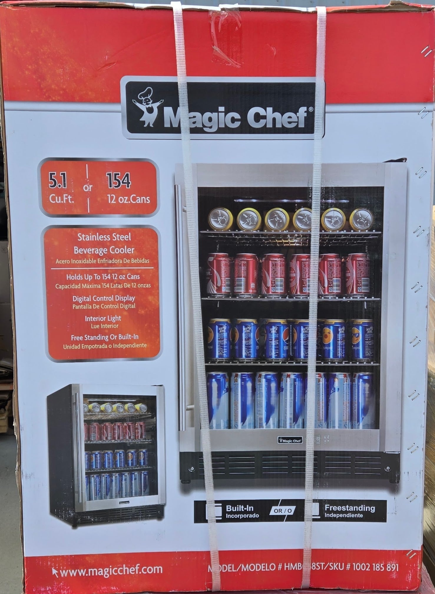 Magic Chef Beverage 23.4 in. 154 Can Beverage Cooler HMBC58ST Stainles