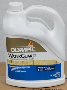 Olympic WaterGuard Case Harvest Gold Deck Fence Wood Stain Sealer 4x 1 gallon PPG 55165XIA-01 Exterior Transparent