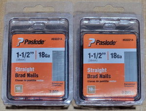 Paslode 1-1/2" 18Ga Straight Brad Finish Nails 650214 2000 pack Lot of 2x Galvanized 18-Gauge