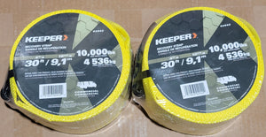 Keeper Lot of 2x 30 ft. x 4 in. x 10,000 lbs. Vehicle Recovery Strap Protected Loops