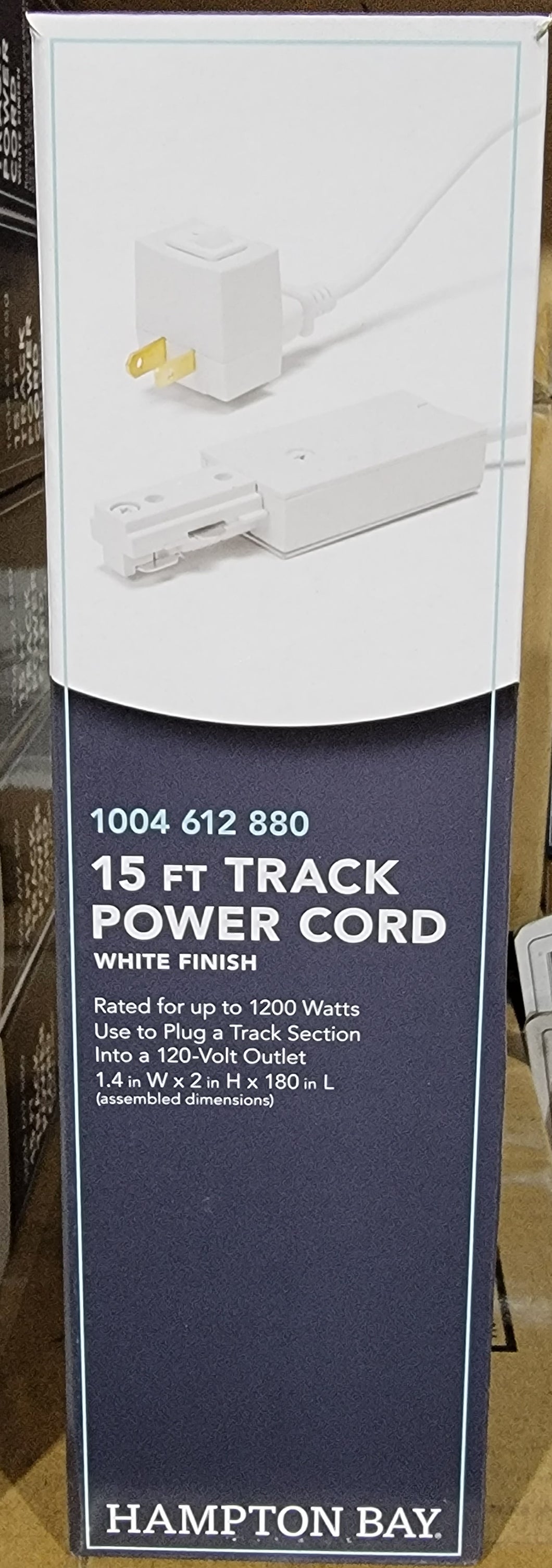 Hampton Bay 1200-Watt 15 ft White Linear Track Power Feed Cord Plug Switch 1004 612 880