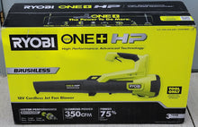 Load image into Gallery viewer, Ryobi Brushless 18V One + HP Cordless Leaf Blower P21012BTL 110 MPH 350 CFM Tool Only
