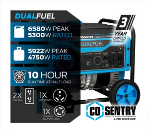 Pulsar Portable Home Power Generator 6,580/5,300 Watt Dual-Fuel Gasoline Propane New