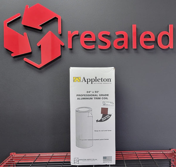 Appleton Aluminum Trim Coil 24" x 50' x .019" Royal Brown White Flashing Roll Roofing - resaled - Appleton - 093349762647
