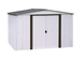 Arrow Newport 10 ft. x 12 ft. Galvanized Metal Shed Sliding Lockable Doors 2 - Tone Eggshell Coffee - resaled - Arrow - 026862106841
