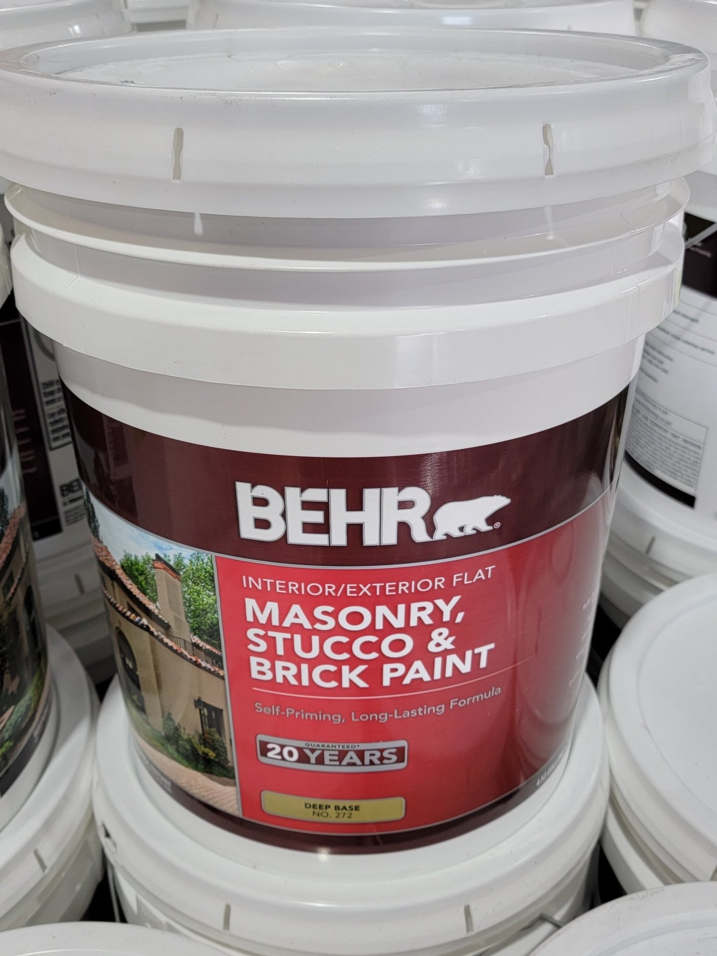 Behr 5 Gal Flat Paint Ultra Pure Black Masonry Stucco Gallon Interior Exterior Bucket 1350 - resaled - Behr - 1350