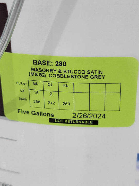 Behr 5 Gal Satin Paint Cobblestone Grey Masonry Stucco Gallon Interior Exterior Bucket MS-82 - resaled - Behr - MS-82