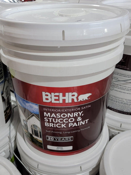 Behr 5 Gal Satin Paint Perfect Taupe Masonry Stucco Gallon Interior Exterior Bucket PPU18-13 - resaled - Behr - PPU18-13