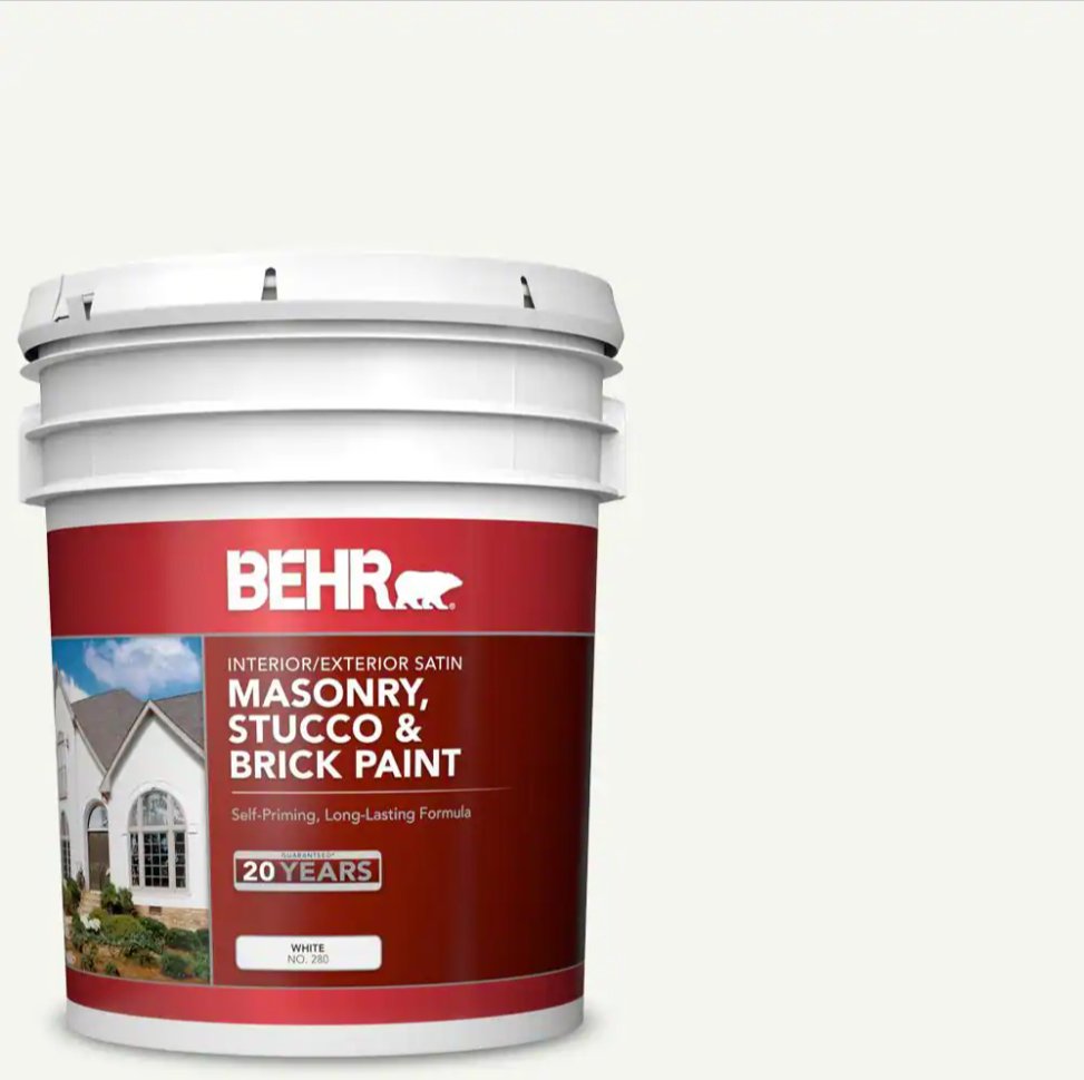 Behr 5 Gal Satin Paint White Masonry Stucco Gallon Interior Exterior Bucket MS-31 - resaled - Behr - MS-31