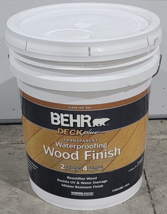 Behr DeckPlus 5 Gal. Natural Clear Transparent Waterproofing Exterior Wood Finish 40005 Deck Fence - resaled - Behr - 082474400050