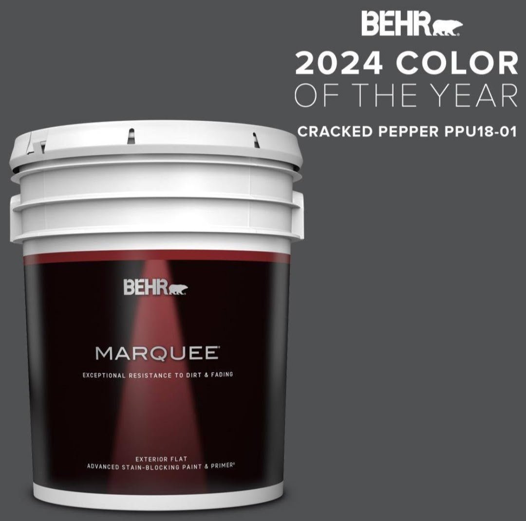 Behr Marquee 5 gal Cracked Pepper Flat Exterior Paint & Primer #PPU18 - 01 Gallon Bucket - resaled - Behr - 0678885161453