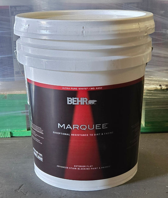 Behr Marquee 5 gal. Ultra Pure White Flat Exterior Paint & Primer #PPU18 - 06 Gallon Bucket - resaled - Behr - 0678885163877