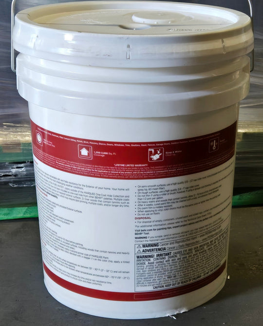Behr Marquee 5 gal Weathered White Flat Exterior Paint & Primer Decorators Collection #HDC - NT - 21 Gallon Bucket - resaled - Behr - 0678885172091