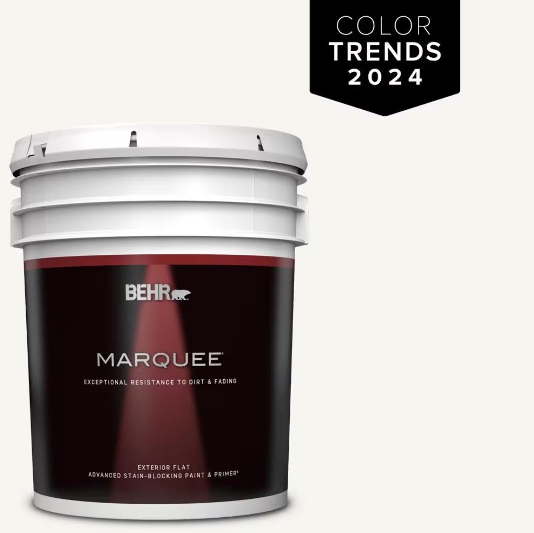 Behr Marquee 5 gal. Whipped Cream Flat Exterior Paint & Primer Designer Collection #DC - 001 Gallon Bucket - resaled - Behr - 400825031300