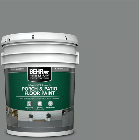 Behr Premium 5 gal Interior Exterior Porch Patio Floor Paint PFC - 63 Slate Gray Low - Lustre Enamel - resaled - Behr - 082474669556