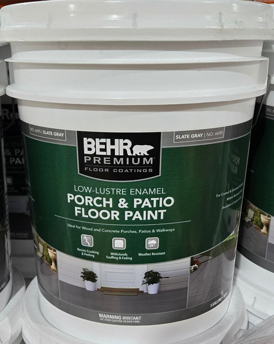 Behr Premium 5 gal Interior Exterior Porch Patio Floor Paint PFC - 63 Slate Gray Low - Lustre Enamel - resaled - Behr - 082474669556