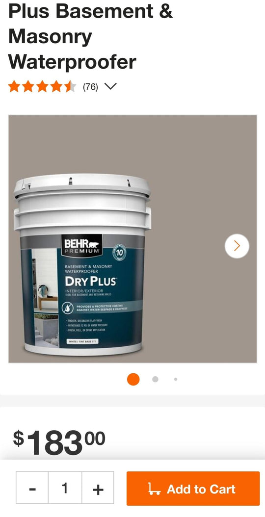 Behr Premium 5 gal Pebbled Path Flat Interior Exterior Dry Plus Basement Masonry Waterproofer #PPF-31 Gallon - resaled - Behr - 082474875056