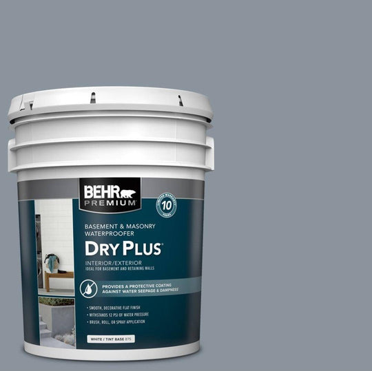 Behr Premium 5 gal Rain Cloud Flat Interior Exterior Dry Plus Basement Masonry Waterproofer #DMW-34 Gallon - resaled - Behr - 082474875056