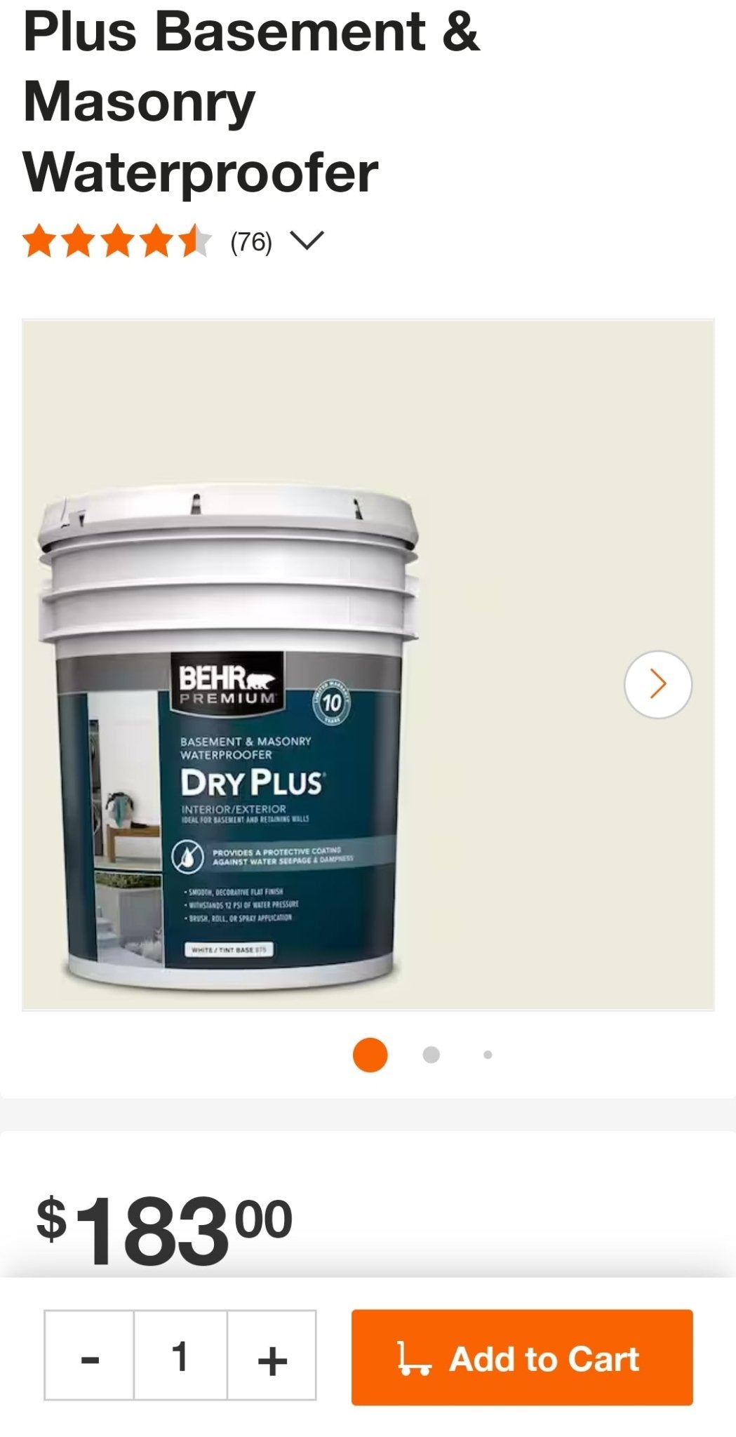 Behr Premium 5 gal Rice Barley Flat Interior Exterior Dry Plus Basement Masonry Waterproofer #BW-58 Gallon - resaled - Behr - 082474875056