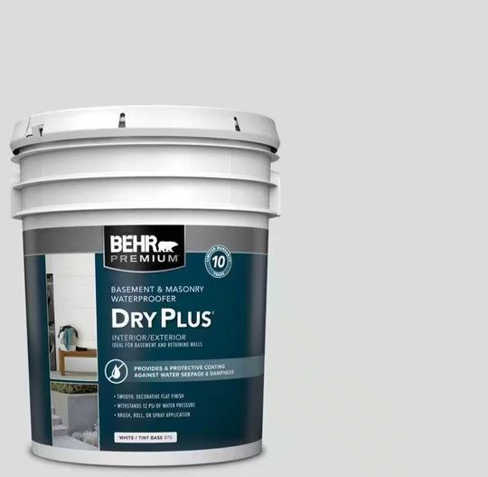 Behr Premium 5 gal Soft Gray Flat Interior Exterior Dry Plus Basement Masonry Waterproofer #DMW-28 Gallon - resaled - Behr - 082474875056