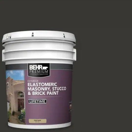 Behr Premium Elastomeric Paint Black 5 Gallon Bucket Masonry Stucco Brick Foundation Basement - resaled - Behr - 678885069872