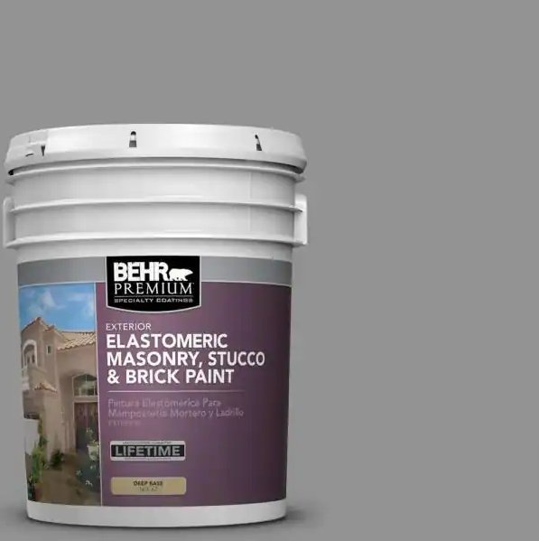 Behr Premium Elastomeric Paint Cool Ashes 5 Gallon Bucket Masonry Stucco Brick Foundation Basement - resaled - Behr - 678885069872