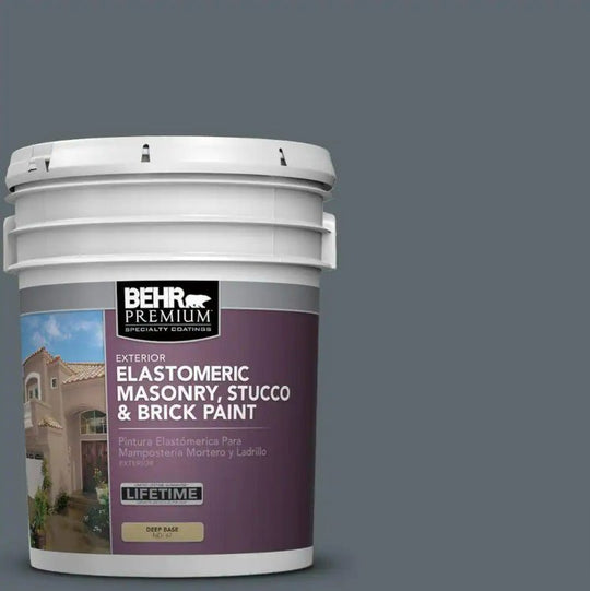 Behr Premium Elastomeric Paint Evening Blues 5 Gallon Bucket Masonry Stucco Brick Foundation Basement - resaled - Behr - 678885069872