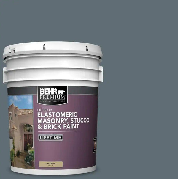 Behr Premium Elastomeric Paint Summer Storm 5 Gallon Bucket Masonry Stucco Brick Foundation Basement - resaled - Behr - 678885069872