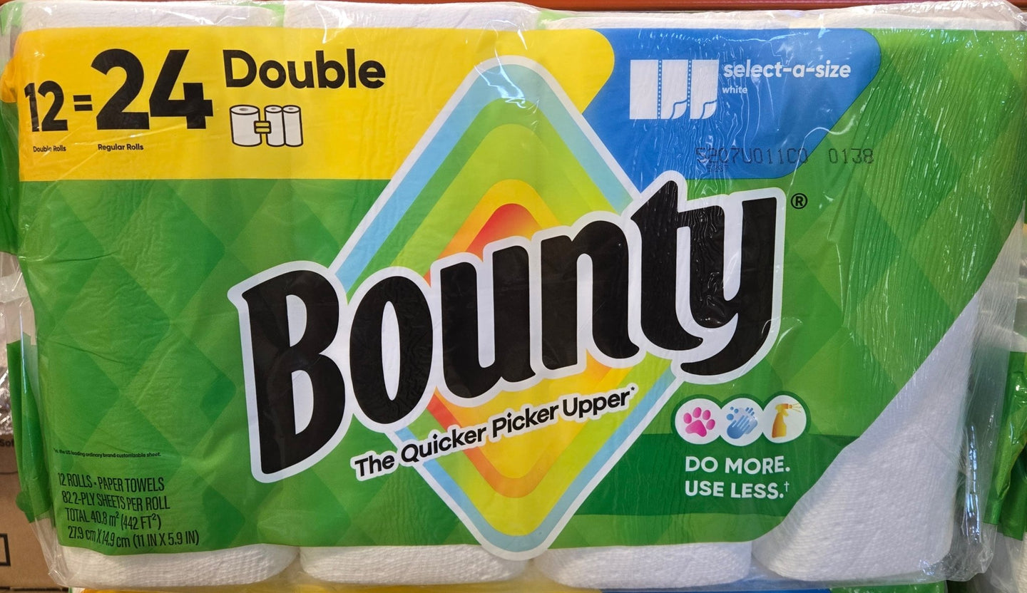 Bounty Select - A - Size Paper Towel Roll 12 Double Rolls = 24 Regular Rolls 2 Ply - resaled - Bounty - 030772157053