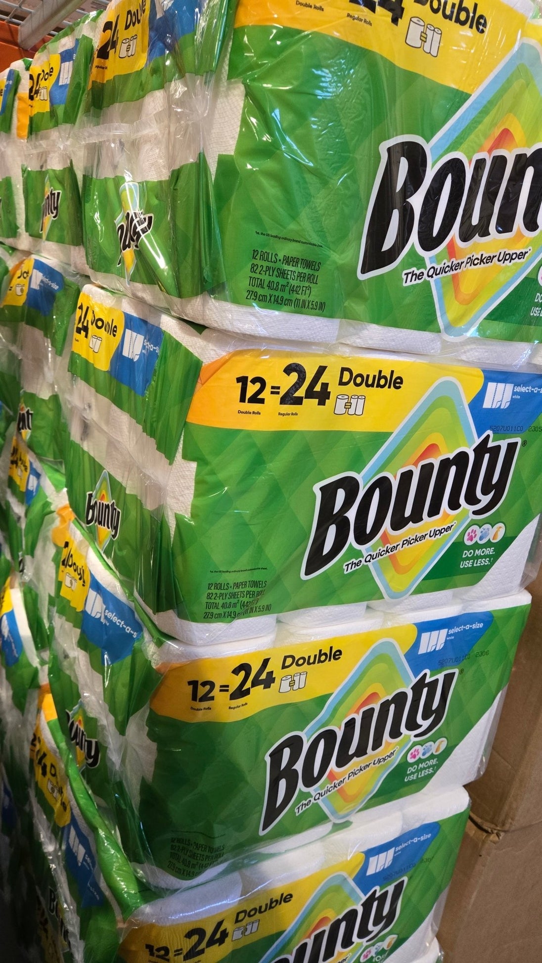 Bounty Select - A - Size Paper Towel Roll 12 Double Rolls = 24 Regular Rolls 2 Ply - resaled - Bounty - 030772157053