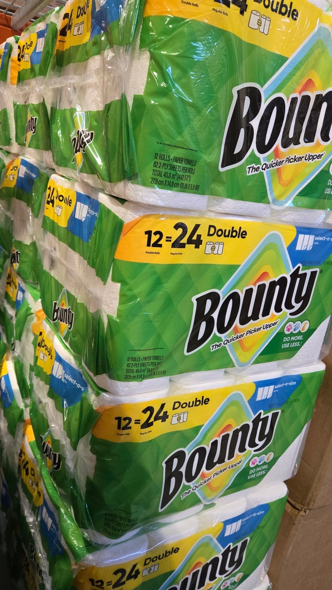 Bounty Select - A - Size Paper Towel Roll 12 Double Rolls = 24 Regular Rolls 2 Ply - resaled - Bounty - 030772157053