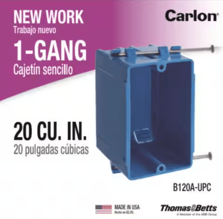 Carlon 100x 1 - Gang 20 cu. in. New Work PVC Electrical Outlet Box Case B120A - UPC - resaled - Carlon - 034481020608
