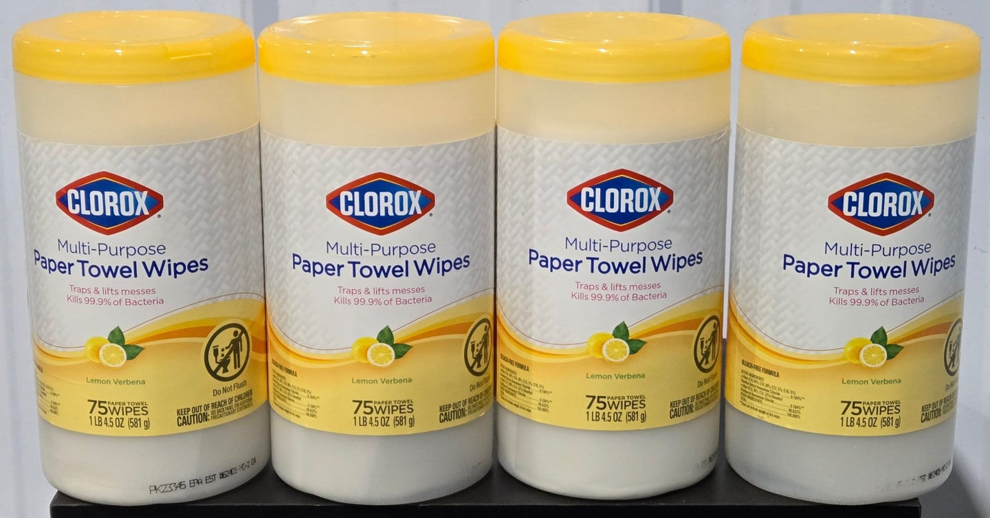 Clorox 4x Packs 75ct Paper Towel Wipes Lemon Verbena Multi Purpose 300 total - resaled - Clorox - 044600325781