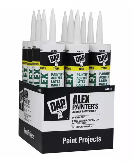 DAP Alex 12 Pack Painter's Acrylic Latex Caulk White 25yr 10.1 oz Tube All-Purpose - resaled - DAP - 070798180659