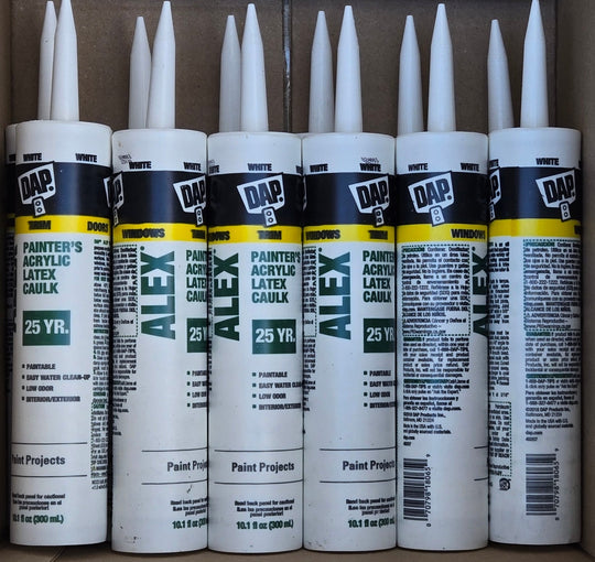 DAP Alex 12 Pack Painter's Acrylic Latex Caulk White 25yr 10.1 oz Tube All-Purpose - resaled - DAP - 070798180659