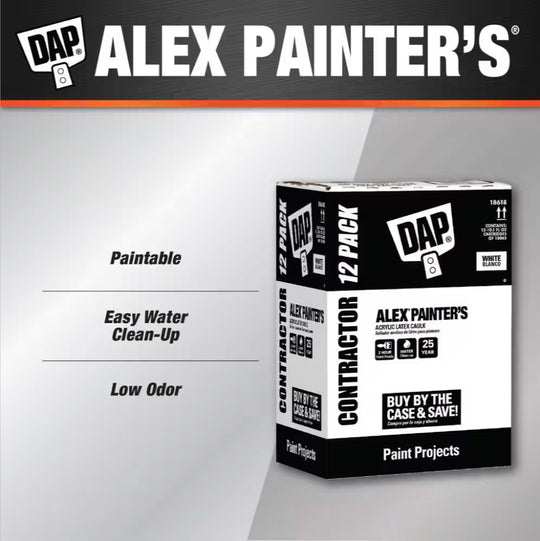 DAP Alex 12 Pack Painter's Acrylic Latex Caulk White 25yr 10.1 oz Tube All-Purpose - resaled - DAP - 070798180659