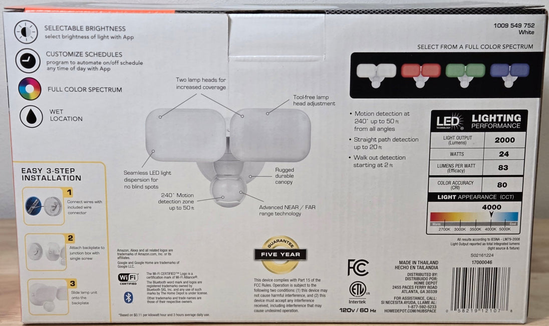 Defiant Maxdetect Wired Outdoor LED Flood Light 240° Motion Sensor 2000 - Lumens Hubspace 2 - Head - resaled - Defiant - 058219121078