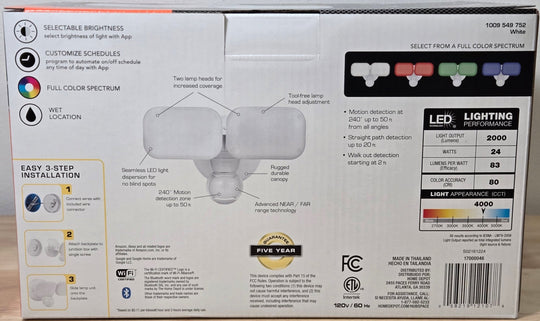 Defiant Maxdetect Wired Outdoor LED Flood Light 240° Motion Sensor 2000 - Lumens Hubspace 2 - Head - resaled - Defiant - 058219121078